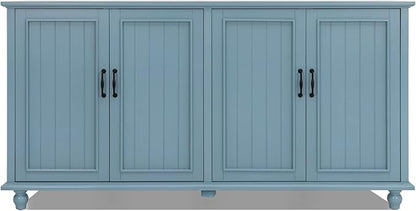 Scurrty Buffet Cabinet with Storage, 62'' Coffee Bar in Kitchen, Buffet with 4 Doors,Sideboard Buffet Cabinet for Dinning Room, Kitchen & Living Room (4 Doors, Blue)