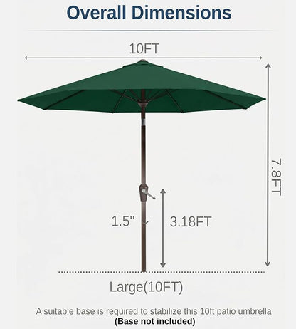 10FT Patio Umbrella, Outdoor Umbrella with Push Button Tilt and Crank, 8 Sturdy Ribs, UV Protection & Waterproof Market Umbrella for Pool, Backyard, Beach,Deck