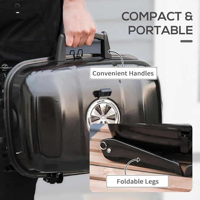 14" Portable Charcoal Grill for Outdoor Cooking