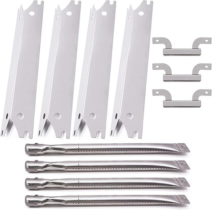 Grill Replacement Parts Compatible for Brinkmann 810-2410-S 810-2411-S 810-2411-F Model, 4-Pack Heat Plates Flame Tamer Crossover Burners Tubes Parts for Brinkmann 810-2411-S Gas Grill