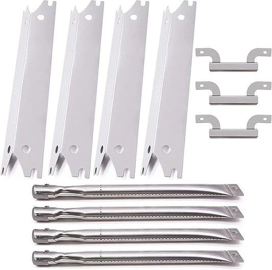 Grill Replacement Parts Compatible for Brinkmann 810-2410-S 810-2411-S 810-2411-F Model, 4-Pack Heat Plates Flame Tamer Crossover Burners Tubes Parts for Brinkmann 810-2411-S Gas Grill