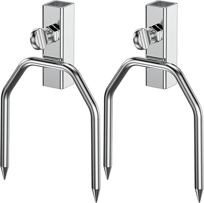 Onlyfire 6104 Chromed Heavy Duty BBQ Rotisserie Meat Fork (1 Pair), Only Fits 5/16" Square Rotisserie Spit Rods