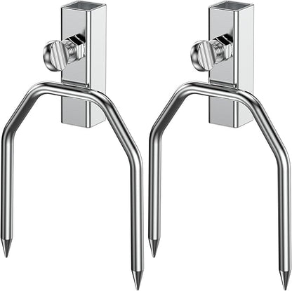 Onlyfire 6104 Chromed Heavy Duty BBQ Rotisserie Meat Fork (1 Pair), Only Fits 5/16" Square Rotisserie Spit Rods