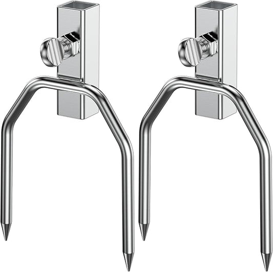Onlyfire 6104 Chromed Heavy Duty BBQ Rotisserie Meat Fork (1 Pair), Only Fits 5/16" Square Rotisserie Spit Rods