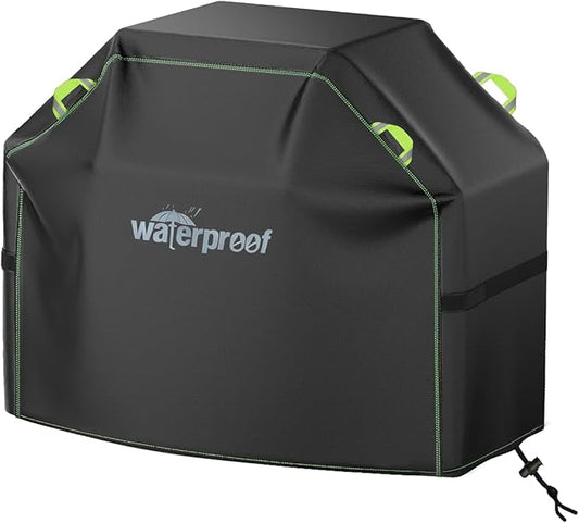 Grill Cover, 46 inch BBQ Grill Cover for Outdoor Grill, 420D Waterproof Fabric, UV & Fade Resistant, All-Weather Barbecue Gas Grill Cover with Handles, Straps & Adjustable Drawstring