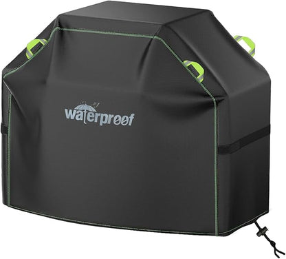 Grill Cover, 65 inch BBQ Grill Cover for Outdoor Grill, 420D Waterproof Fabric, UV & Fade Resistant, All-Weather Barbecue Gas Grill Cover with Handles, Straps & Adjustable Drawstring