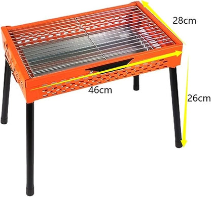 Foldable and Portable Charcoal Grill Portable Barbecue Grills Foldable Metal BBQ For Picnic Outdoor Cooking Heat Resistant
