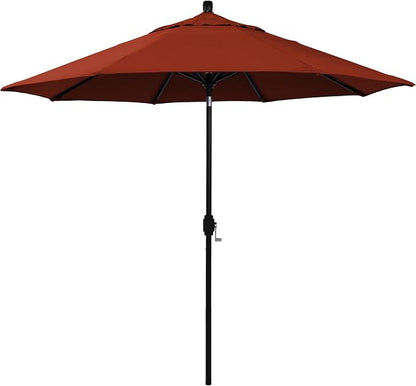 California Umbrella 12-Year-Non-Fading, 9Ft Premium Sunbrella Patio Umbrella, Hand-Crank, Button-Tilt, Black Frame, Terracotta Fabric