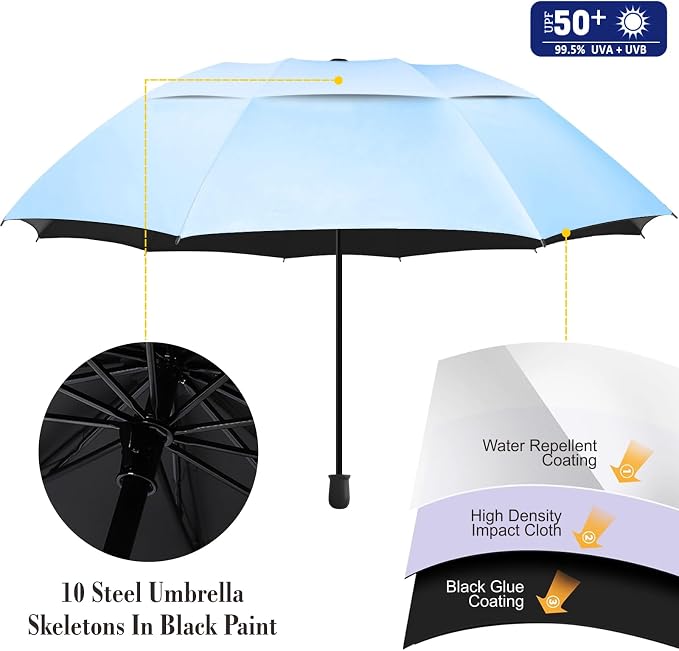 XLINGZA UPF 50+ Beach Umbrella with Adjustable Universal Clamp