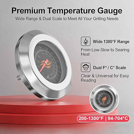 3" BBQ Temperature Gauge for Blackstone Tailgater 1555 Combo Grill, Replacement Thermometer for Blackstone 1555 On The Go Tailgator Grill Griddle Temperature, 200°F to 1300°F, 1PC
