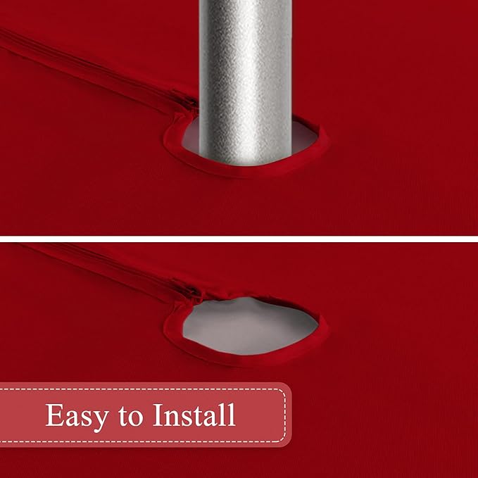 SARAFLORA Outdoor and Indoor Tablecloth -60x120 inch Red, Wrinkle Free Washable Waterproof Table Cloth with Umbrella Hole and Zipper Rectangle Table Cover for Spring/Summer/Patio/Picnic/BBQS/Party
