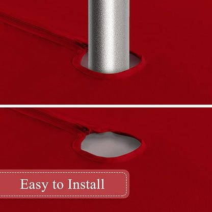 SARAFLORA Outdoor and Indoor Tablecloth -60x120 inch Red, Wrinkle Free Washable Waterproof Table Cloth with Umbrella Hole and Zipper Rectangle Table Cover for Spring/Summer/Patio/Picnic/BBQS/Party