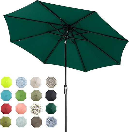 Tempera Patio Market Outdoor Table Umbrella with Auto Tilt and Crank, Large Sun Umbrella with Sturdy Pole & Fade Resistant Canopy, Easy to Set