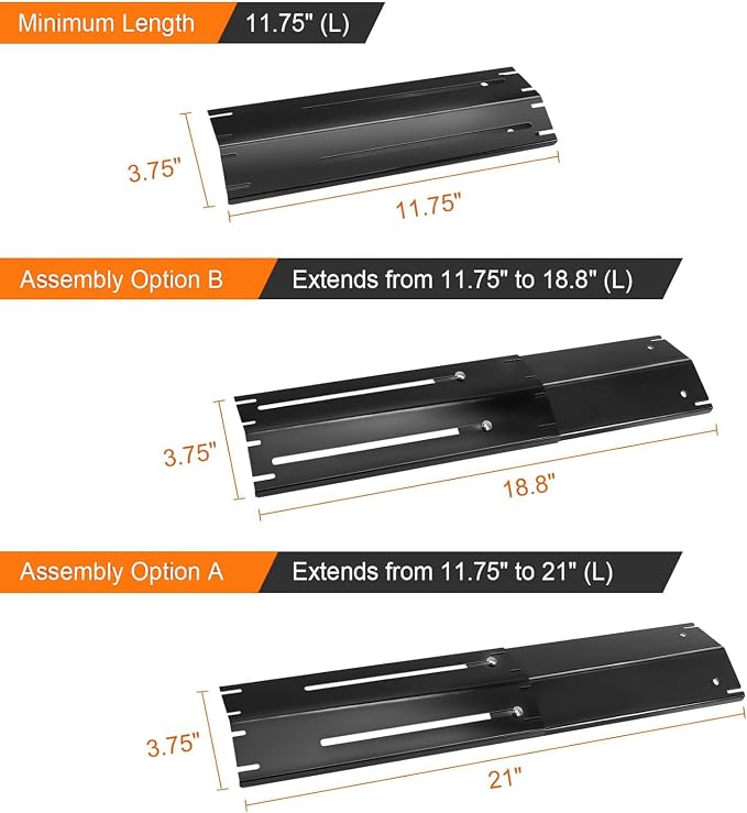 Universal Adjustable Heat Plates/ Heat Tents/ Buner Covers/ Heat Shields for 3 Burner Grills from Brinkmann, BHG, Dyna Glo, Backyard Grill (3-Pack Adjustable Heat Plates (Porcelain Steel))