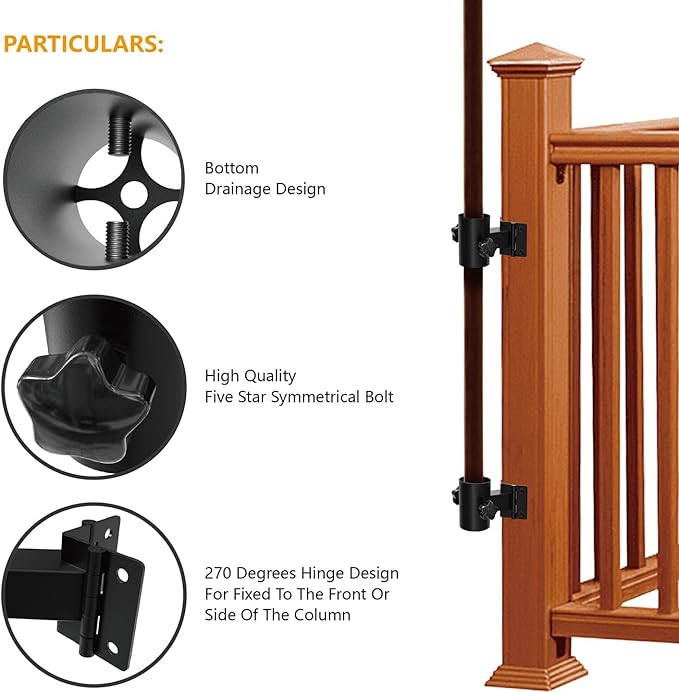 Stainless Steel Patio Railing Umbrella Holder, Deck Umbrella Mount, Black | Easy Installation, Sturdy, Fits Umbrellas up to 1.9", Save Space, Railing Mounting Brackets, Heavy Duty Outdoor Umbrella Base
