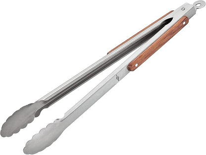 Küchenprofi TEXAS Heavy-Duty 19-Inch Stainless Steel/Rosewood BBQ Grilling Tongs - Outdoor Long Handle Wooden Tongs for Barbecue
