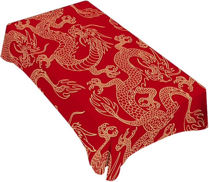 TKS MITLAN Tablecloth Dragon Table Cloth Rectangle Table 52 x 70 Inch Traditional Flying Mascot Animal Chinese Dragons Kitchen Decorations for Home Dinner Party