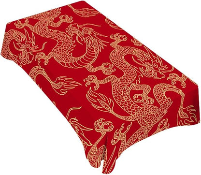 TKS MITLAN Tablecloth Dragon Table Cloth Rectangle Table 52 x 70 Inch Traditional Flying Mascot Animal Chinese Dragons Kitchen Decorations for Home Dinner Party