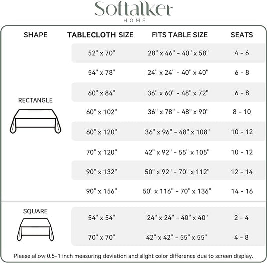 Softalker Rectangle Tablecloth, Waterproof Table Cloths Wrinkle Free Fabric Washable Polyester Table Cover for Dining Tables Party Outdoor Camping Parties Buffet - 60 x 102 inch, Orange