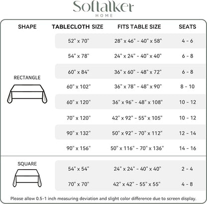 Softalker Rectangle Tablecloth, Waterproof Table Cloths Wrinkle Free Fabric Washable Polyester Table Cover for Dining Tables Party Outdoor Camping Parties Buffet - 70 x 120 inch, Grey