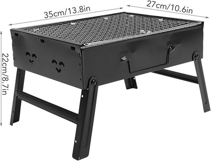 Portable Charcoal Grill Premium Iron Stainless Steel Folding Barbecue Grill BBQ Tool for Outdoor Backyard Cooking Camping Picnics