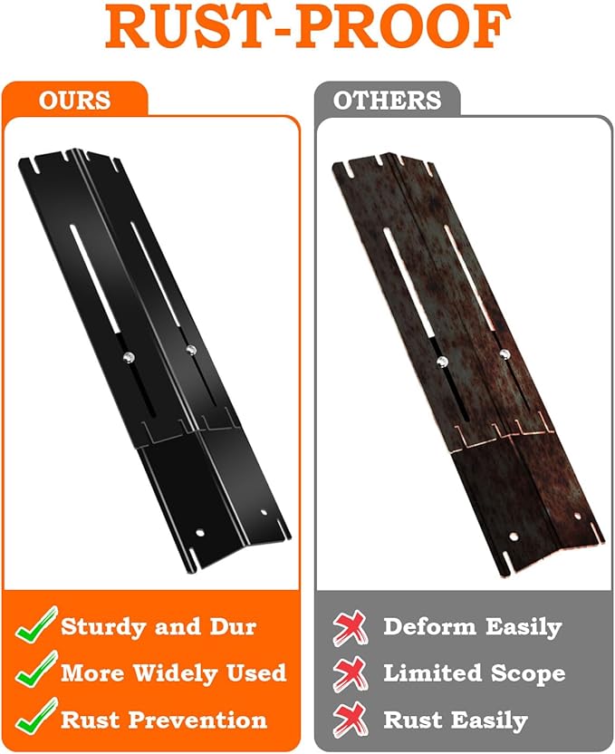 13.5-25 Inch Universal Adjustable Grill Heat Plates Shields Tents for Charbroil Nexgrill Dyna Glo Uniflame Backyard Chargriller, 4 Pack Porcelain Steel Flavorizer Bars Flame Tamer Burner Covers Plates