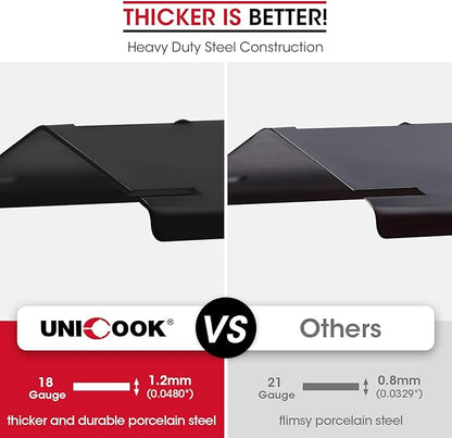 Unicook Adjustable Porcelain Steel Heat Plate, Extends from 11.75" up to 21" L，Grill Replacement Parts, Heavy Duty Heat Shield, Burner Cover, Flame Tamer for Gas BBQ, Pack of 1