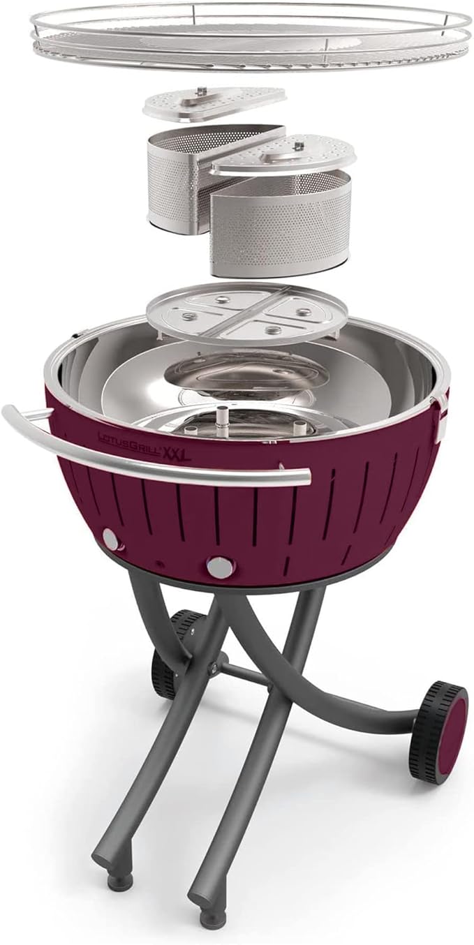 LotusGrill Barbecue Smokeless Grill Bundle with Grill Stand for Safe, Fun and Fast Grilling