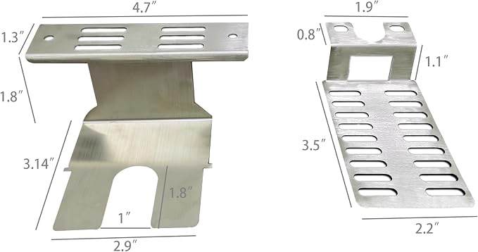 FixtureDisplays® BBQ Grill Stainless Steel Rotisserie Motor Mounting Bracket Set Fits 3" Motors (Bracket Size) May Need Drill Additional Holes on Your Grill 21909-NF