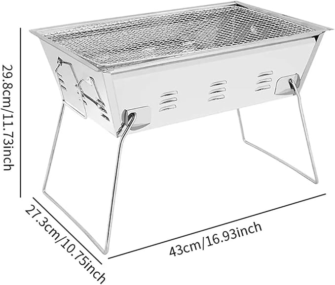 Outdoor Foldable Charcoal Grill Stainless Steel Convenient Card Mini Type Barbecue Grill Stove Multifunction Supplies Grilling