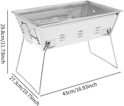 Outdoor Foldable Charcoal Grill Stainless Steel Convenient Card Mini Type Barbecue Grill Stove Multifunction Supplies Grilling