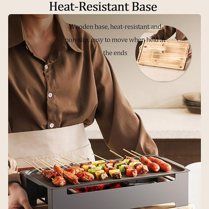 Portable Charcoal Grill with Anti-scalding Base, Camping Campfire Grill Box Non Stick, Foor Outdoor Cooking, Bonfire, Patio, Backyard (gray)