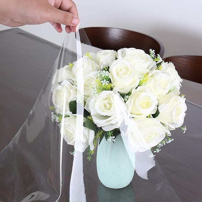 Walrus Clear Vinyl Tablecloth Protector Waterproof/Oil-Proof Plastic Square Transparent Sheet Table Cover 54X54 Inch