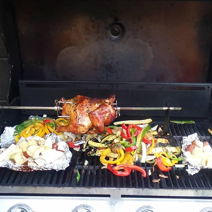 Universal Rotisserie Grill Kit for Most 2–6 Burner Grills,w/120V 4W Motor | UL Certificated BBQ Rotisserie Motor Kit, 28" Splicable Spit Rod, Meat Forks, Adjustable Brackets, Holds Up to 20 Lbs Roasts