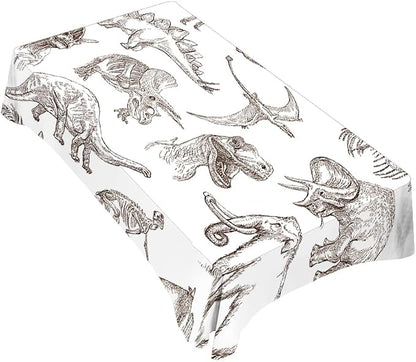 TKS MITLAN Dinosaur Tablecloth Decor Sketch Bones Fossils Mammoth Stegosaurus Trilobite Ancient Animal Table Cloth Dining Room Kitchen Table Cover 60" X 84" Oblong/Rectangle