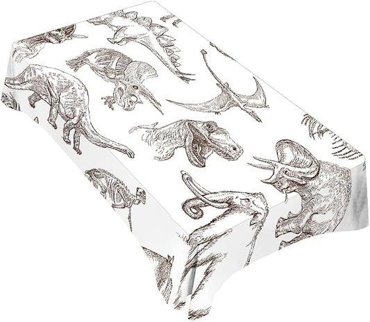 TKS MITLAN Dinosaur Tablecloth Decor Sketch Bones Fossils Mammoth Stegosaurus Trilobite Ancient Animal Table Cloth Dining Room Kitchen Table Cover 60" X 84" Oblong/Rectangle