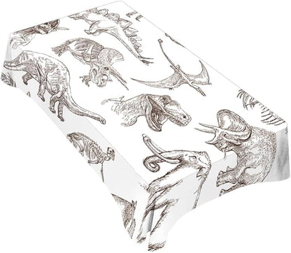 TKS MITLAN Dinosaur Tablecloth Decor Sketch Bones Fossils Mammoth Stegosaurus Trilobite Ancient Animal Table Cloth Dining Room Kitchen Table Cover 52 x 70 Inch Oblong/Rectangle