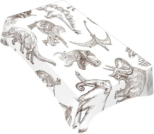 TKS MITLAN Dinosaur Tablecloth Decor Sketch Bones Fossils Mammoth Stegosaurus Trilobite Ancient Animal Table Cloth Dining Room Kitchen Table Cover 52 x 70 Inch Oblong/Rectangle