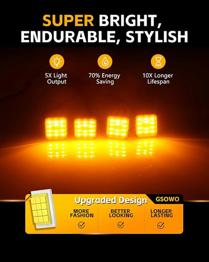 4 Pcs Grille Lights for 2024 2025 Toyo-ta Land Cruiser Prado LC250 J250, LED Upgrade Grille Lights, Amber Light