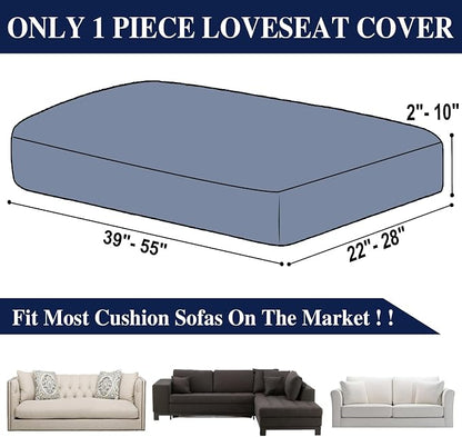 LA MEACK Couch Cushion Cover Loveseat Cover or 2 Seat Sofa Cover Washable Stretch Sectional Sofa Slipcover(1 Piece for Loveseat or Sofa 2-Seater, Navy)