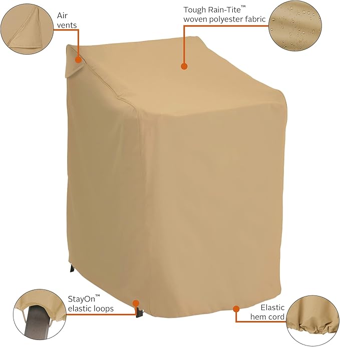 Classic Accessories Terrazzo Water-Resistant 26 Inch Stackable Patio Chair Cover, Outdoor Chair Covers