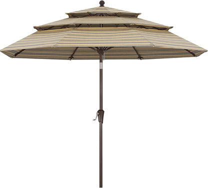 ABCCANOPY 5-Year 10-Year No Fading 9FT 3 Tiers Patio Umbrella, Outdoor Table Umbrella with 8 Sturdy Ribs for Deck, Backyard, Garden, Yard