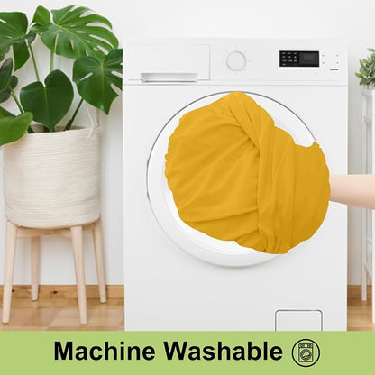 Smiry Spandex Elastic Fitted Table Cloth Skirt for 4FT Rectangle Table | Stretch Washable Table Cloth, Banquet Table Cover for Wedding, Party, Indoor & Trade Shows, (Mustard Yellow, 48Lx30Wx30H)