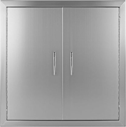 BBQ Future Outdoor Kitchen Access Doors 24W x 24H, Grill Double Door Brushed Stainless Steel Storage Cabinet for Grilling Station & BBQ Island