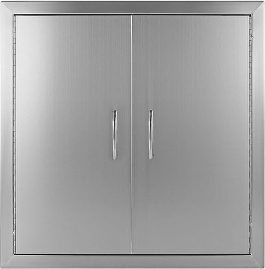 BBQ Future Outdoor Kitchen Access Doors 24W x 24H, Grill Double Door Brushed Stainless Steel Storage Cabinet for Grilling Station & BBQ Island