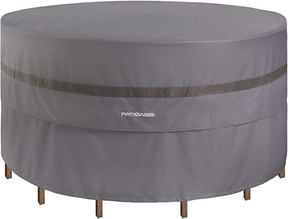 Waterproof Patio 4-6 Piece Chairs and Round Table Cover 76'' Dia All Weather Proof 600D Oxford Gray Outdoor Furniture Cover for Round Table