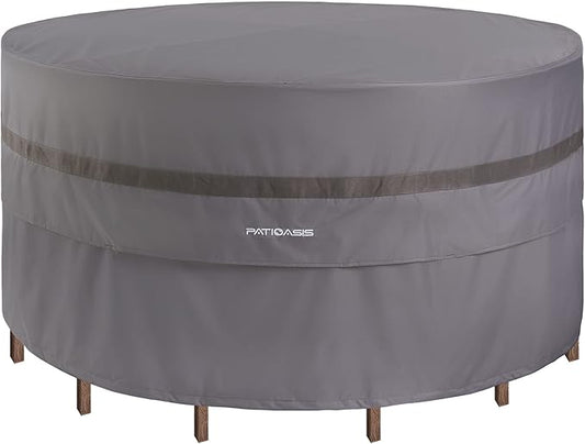 Waterproof Patio 4-6 Piece Chairs and Round Table Cover 76'' Dia All Weather Proof 600D Oxford Gray Outdoor Furniture Cover for Round Table