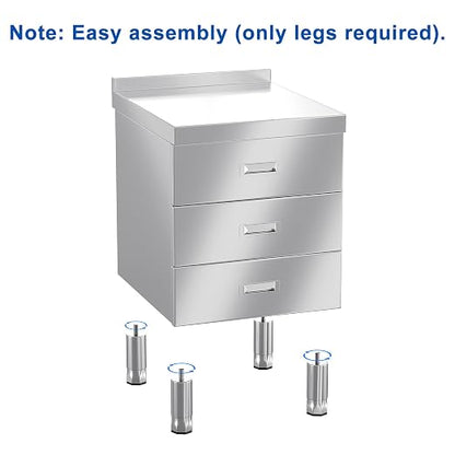 ZZV Stainless Steel Kitchen Cabinet Outdoor Kitchen Drawers with Handles Triple Access BBQ Drawers for Outdoor Garage Warehouse Restaurant, No Assembly Required, 21.66 x 19.68 x 35.43 in