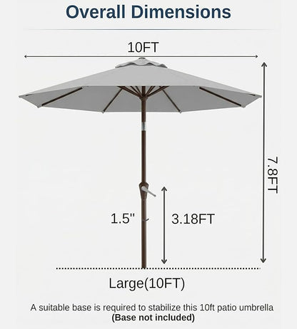 10FT Patio Umbrella, Outdoor Umbrella with Push Button Tilt and Crank, 8 Sturdy Ribs, UV Protection & Waterproof Market Umbrella for Pool, Backyard, Beach,Deck