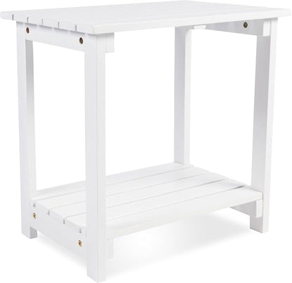 Shine Company Indoor/Outdoor Providence Rectangular Acacia Wooden Side Table, White